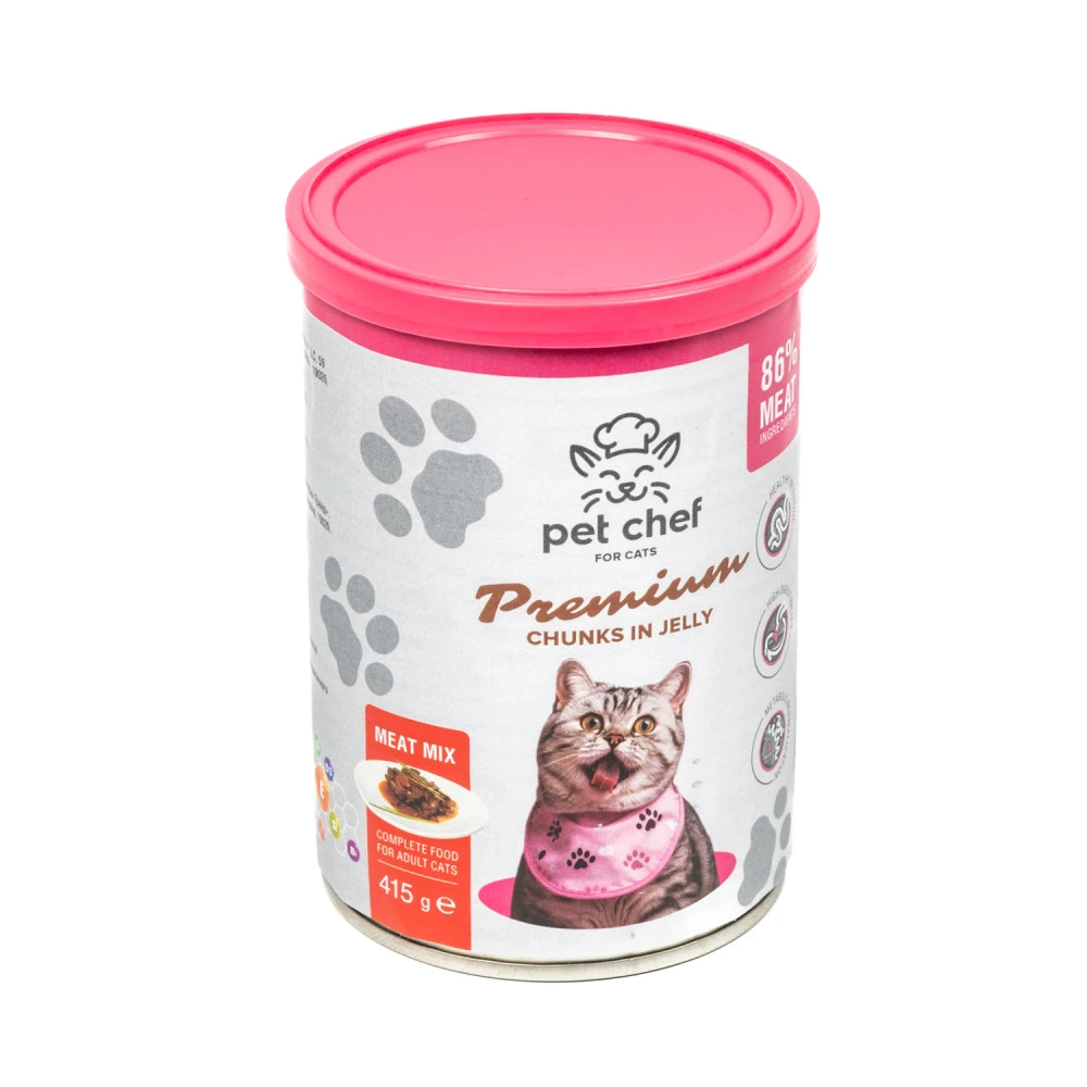 Влажный корм для кошек Pet Chef кусочки в желе Мясной микс 415 г