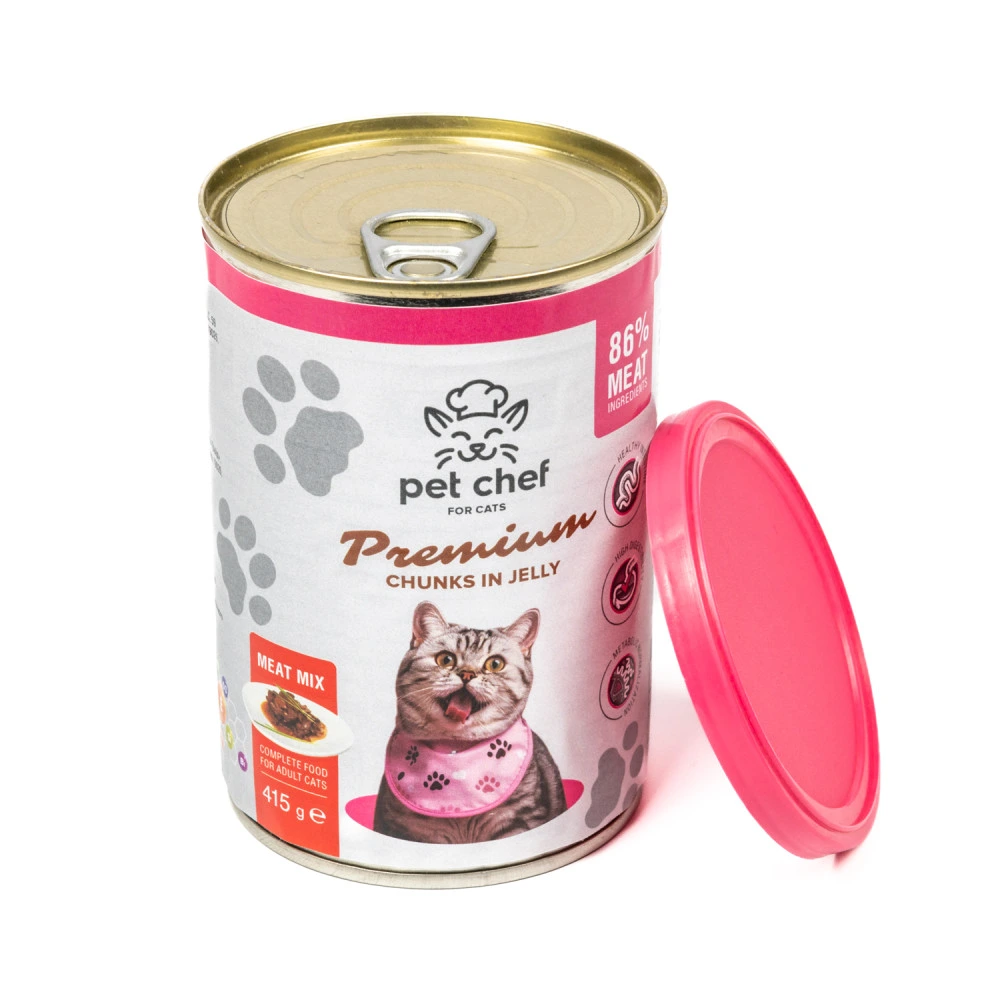 Влажный корм для кошек Pet Chef кусочки в желе Мясной микс 415 г