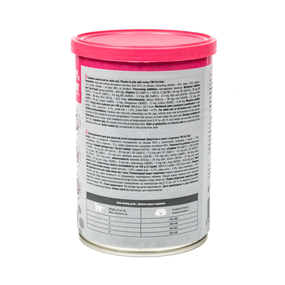 Вологий корм для котів Pet Chef з Індичкою 415 г