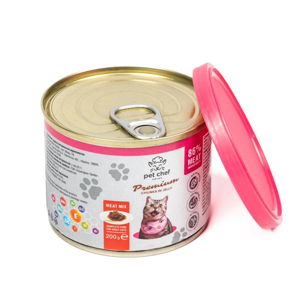 Влажный корм для кошек Pet Chef кусочки в желе Мясной микс 200 г