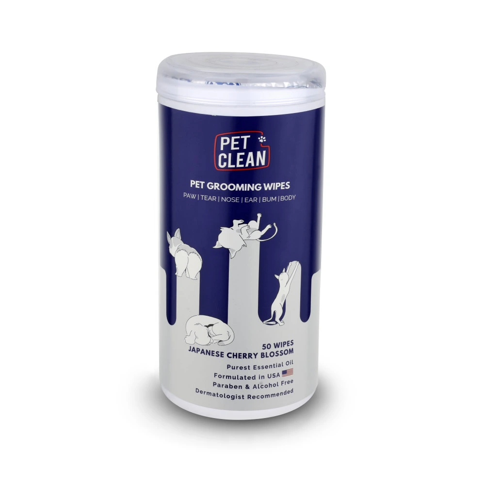 Серветки вологі Pet Clean PET GROOMING WIPES для грумінгу домашніх тварин  щоденне очищення з ароматом японської вишні 50шт