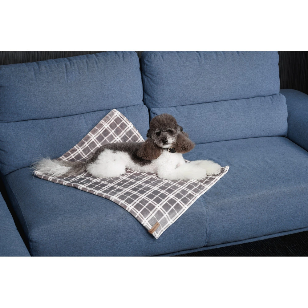 Плед Pet Fashion Bliss 1 для собак і котів плюш сірий картатий 70,5х55,5 см