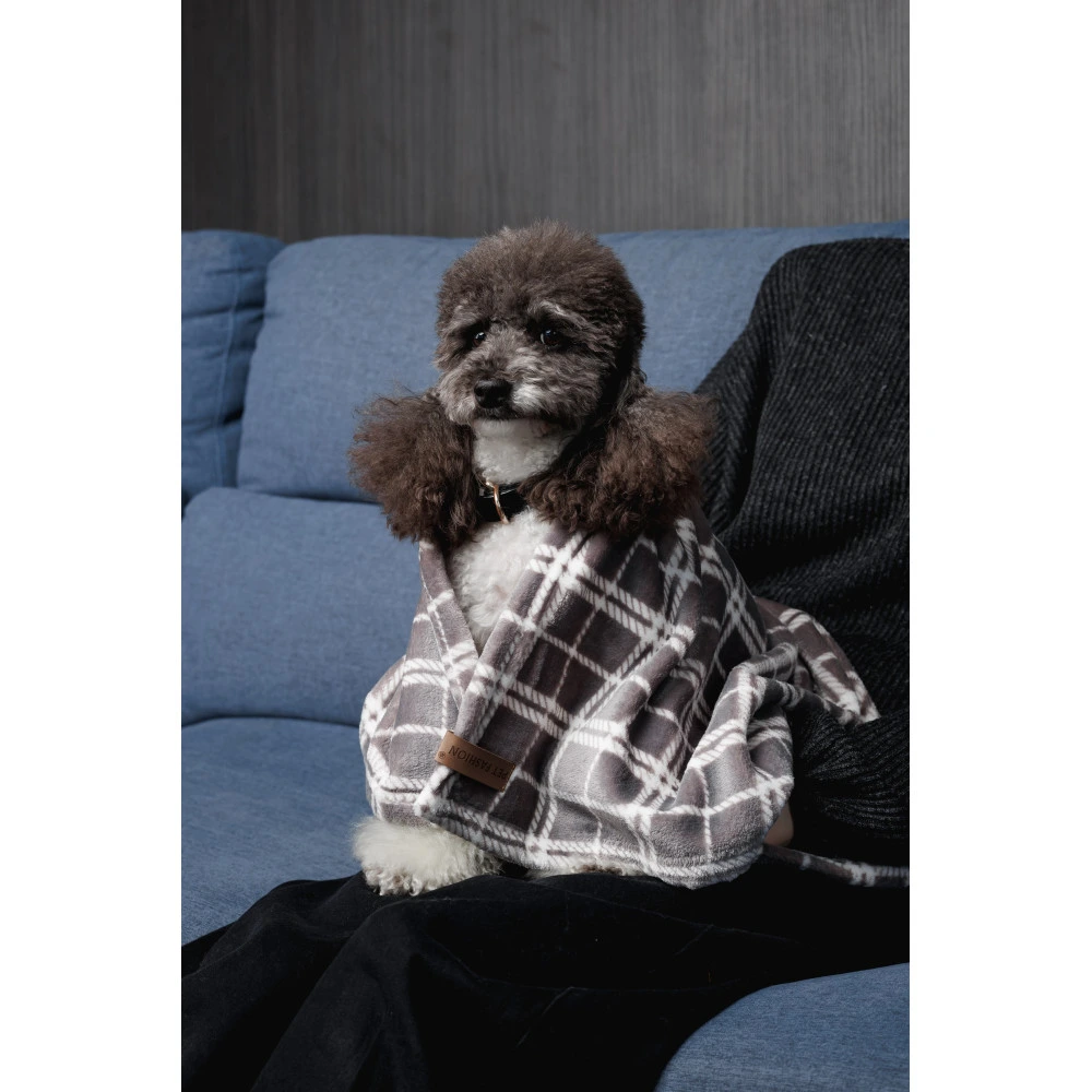 Плед Pet Fashion Bliss 1 для собак і котів плюш сірий картатий 70,5х55,5 см