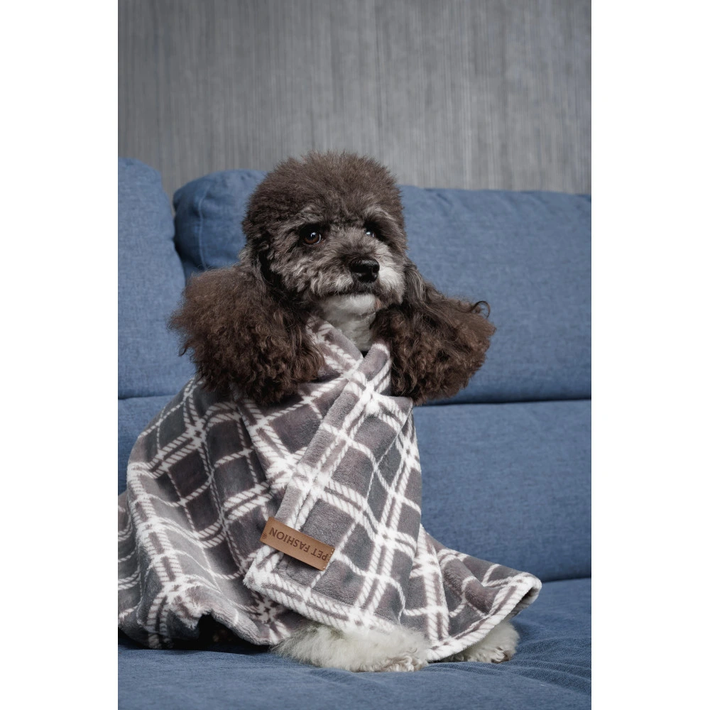 Плед Pet Fashion Bliss 1 для собак і котів плюш сірий картатий 70,5х55,5 см