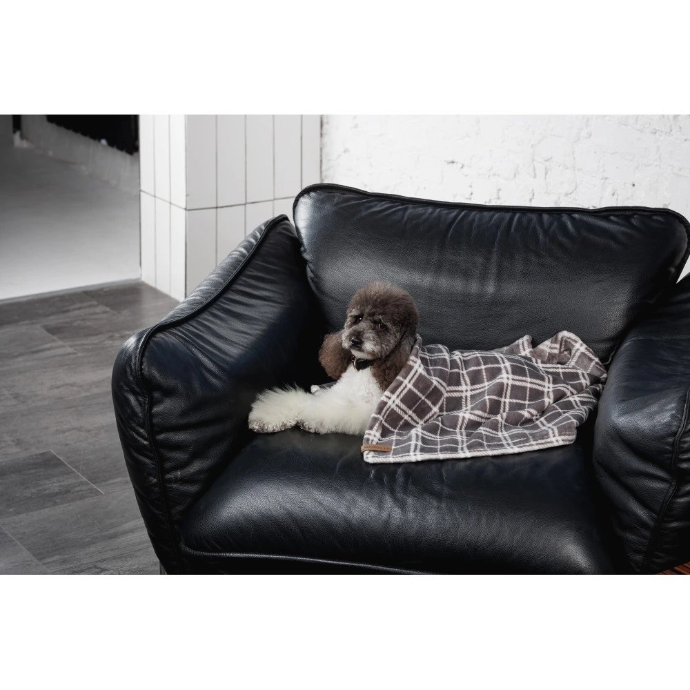 Плед Pet Fashion Bliss 2 для собак і котів плюш сірий картатий 70,5х94 см