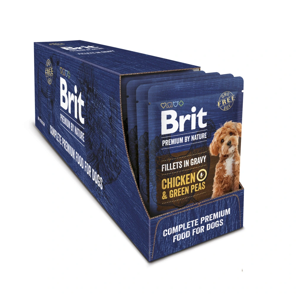 Корм вологий Brit Premium Fillets in Gravy Chicken & Green Peas для собак малих порід філе в соусі курка і зелений горошок 85г
