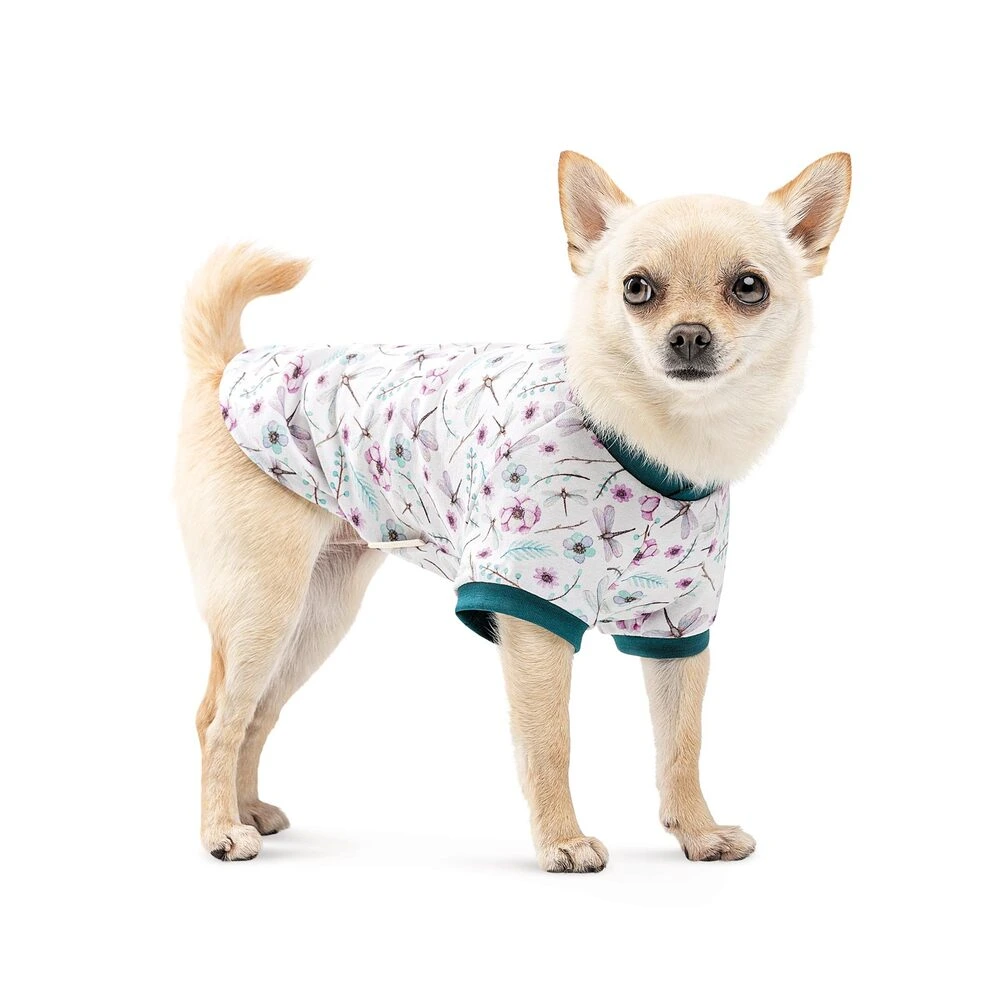 Футболка Pet Fashion Flora для собак бавовна трикотаж біла з квітковим принтом XS2