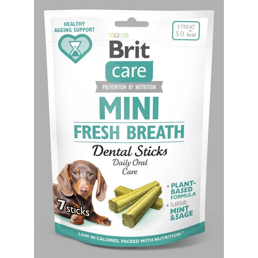 Лакомство Brit Care Mini Treats Fresh Breath для собак малых пород для зубов и свежести дыхания 7 шт/120 г
