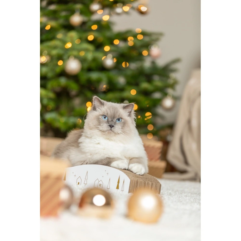Дряпка-хвиля Trixie для котів Різдвяна картонна біло-золота 43,5х8х20 см