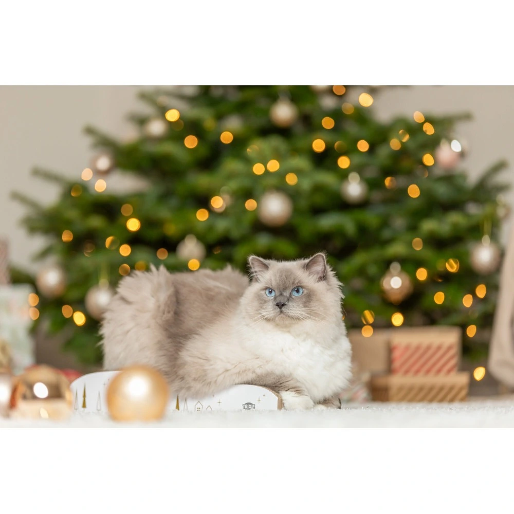 Дряпка-хвиля Trixie для котів Різдвяна картонна біло-золота 43,5х8х20 см