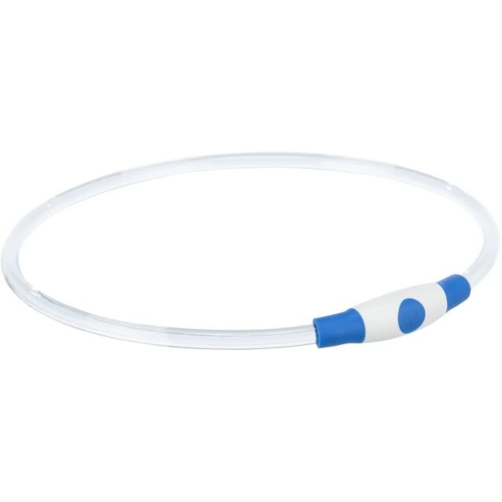 Нашийник Trixie Flash Light Ring USB для собак мигаючий силіконовий синій розмір S–M 40 см/8 мм