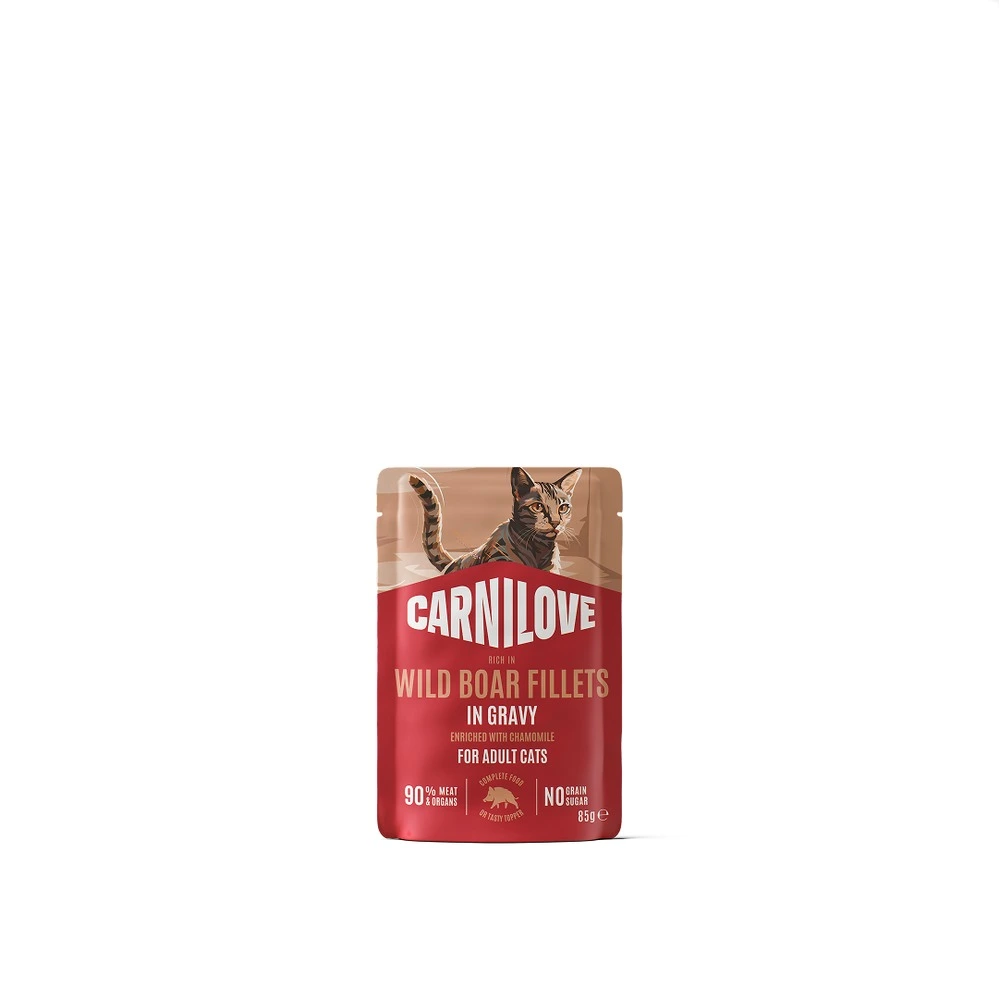 Корм вологий Carnilove Gravy Wild Boar with Chamomile для котів дикий кабан і ромашка в соусі 85 г