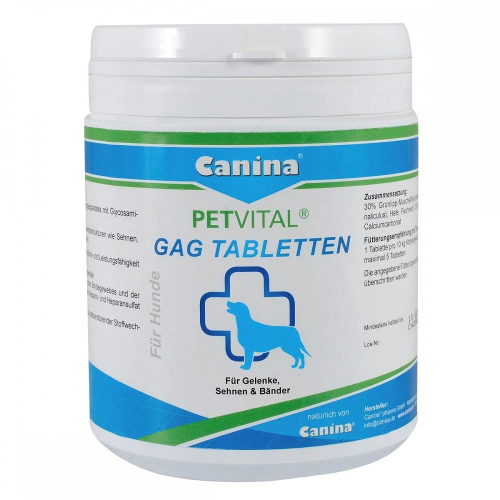 Мінеральний комплекс Canina Petvital GAG для собак для суглобів і тканин глюкозамін з екстрактом мідій 600 г 600 табл.