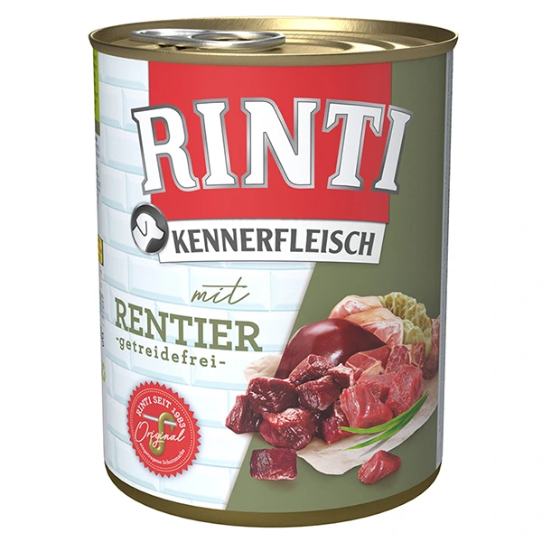 Вологий корм для собак Rinti Kennerfleisch mit Rentier, Оленина, 0.8 кг