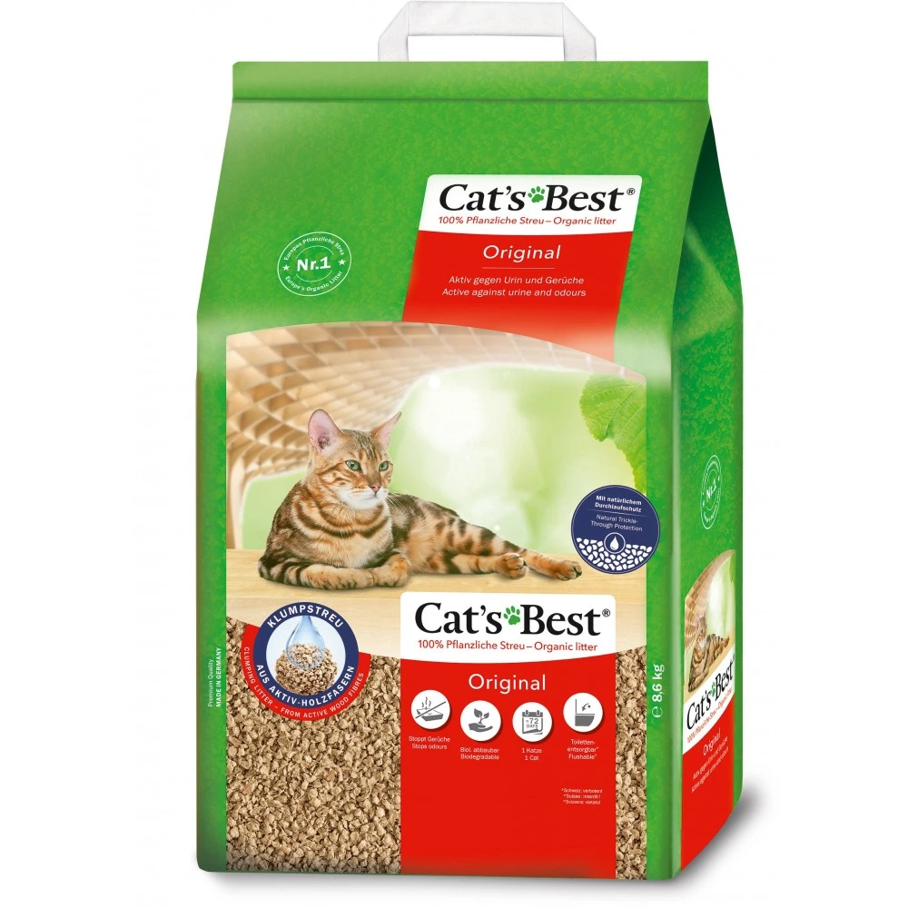 Наповнювач Cat’s Best для котячого туалету Original деревний 20 л / 8,6 кг