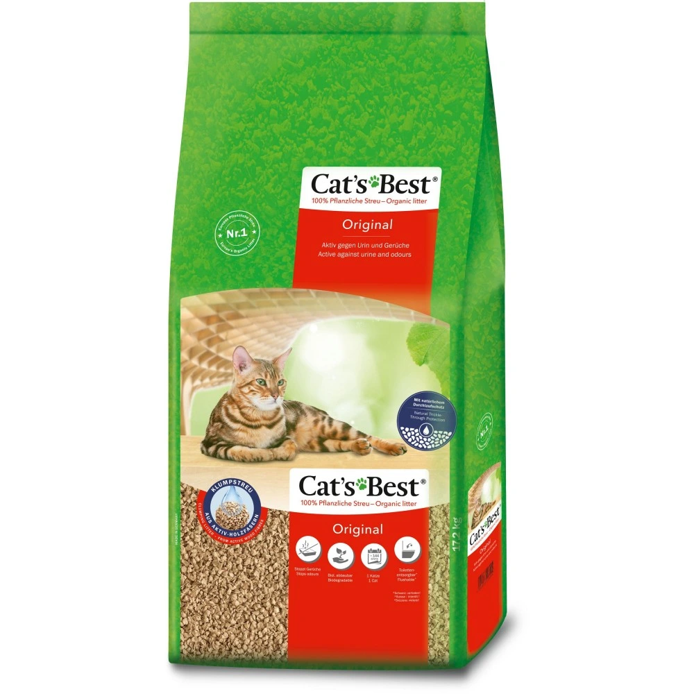 Наповнювач Cat’s Best для котячого туалету Original деревний 40 л / 17,2 кг