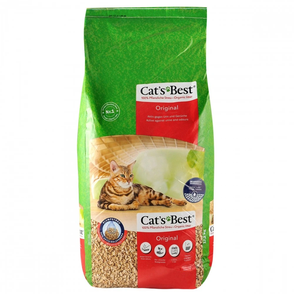 Наполнитель Cat’s Best для кошачьего туалета Original древесный 40 л / 17,2 кг