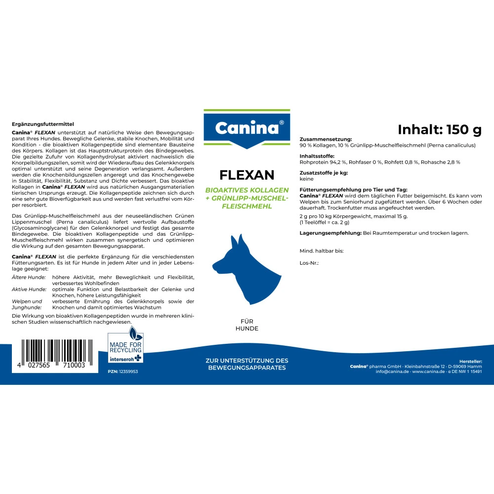 Мінеральний комплекс Canina Flexan для собак 150 г