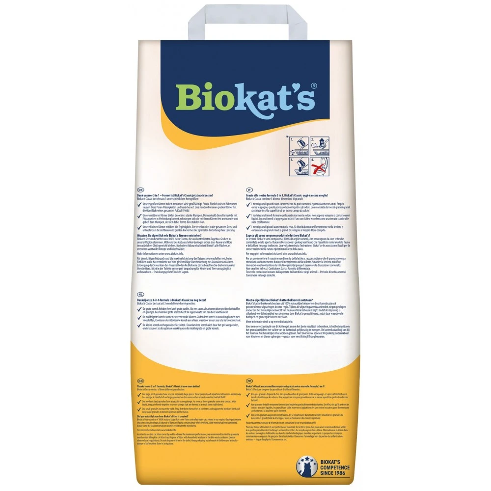 Наповнювач Biokats для котячого туалету Classic 3in1 бентонітовий 0,1–5 мм 18 л