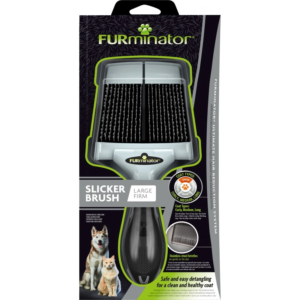 Щітка-пуходерка для собак та котів FURminator жорстка L 20,5 х 9,5 х 1,5 см