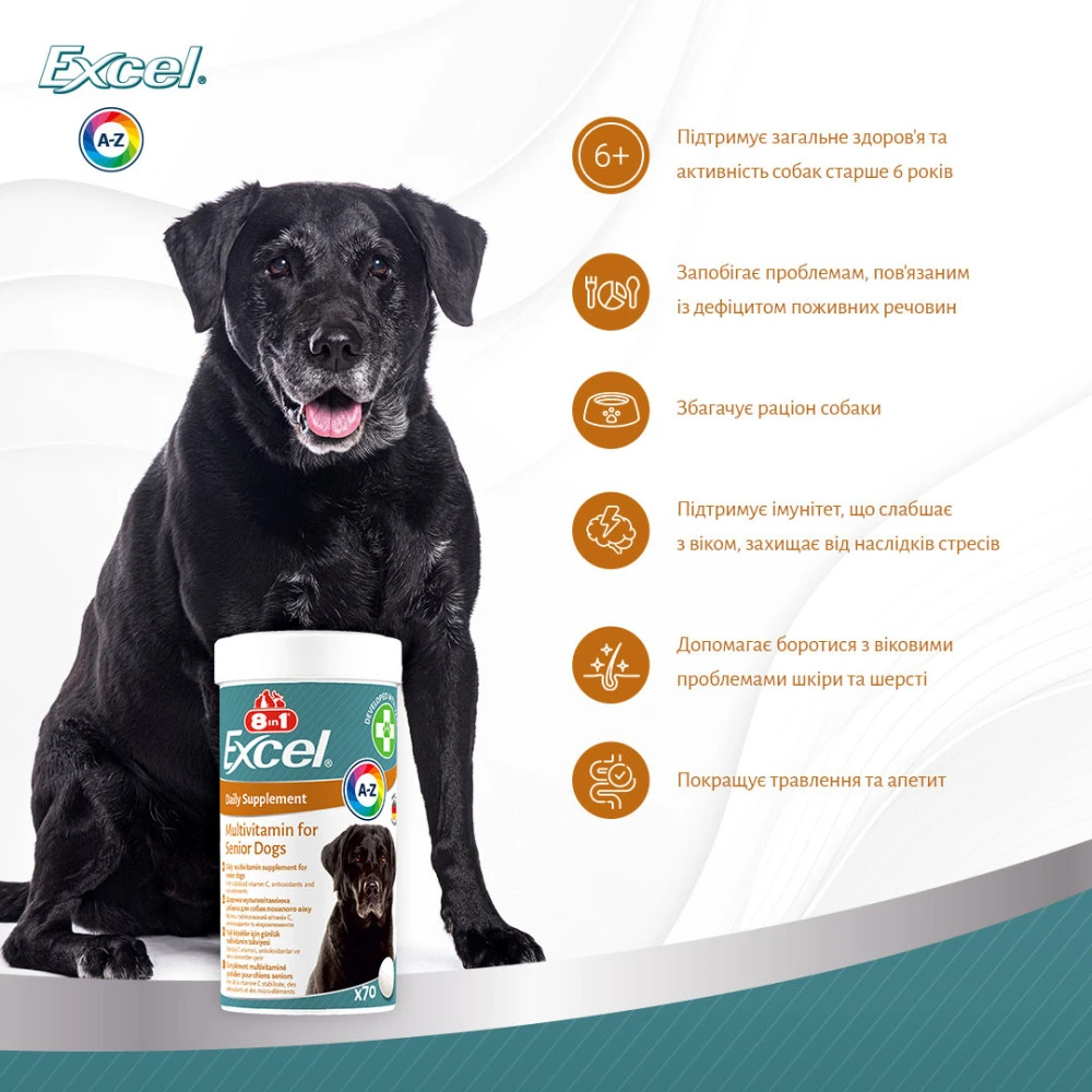 Вітаміни 8in1 Excel Multi Vitamin Senior для собак похилого віку мультивітамін 70 шт