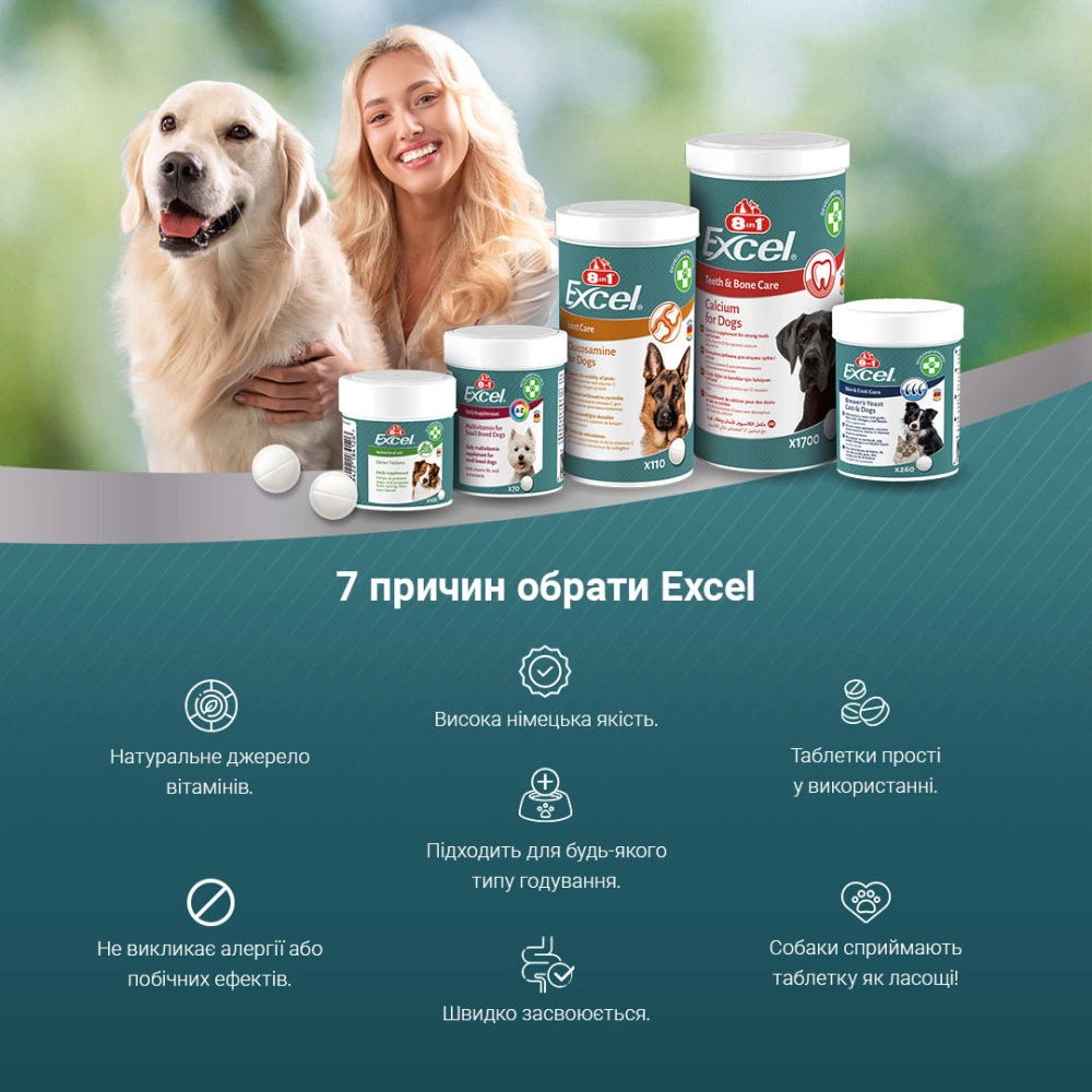 Вітаміни 8in1 Excel Deter для цуценят та дорослих собак від копрофагії 100  шт