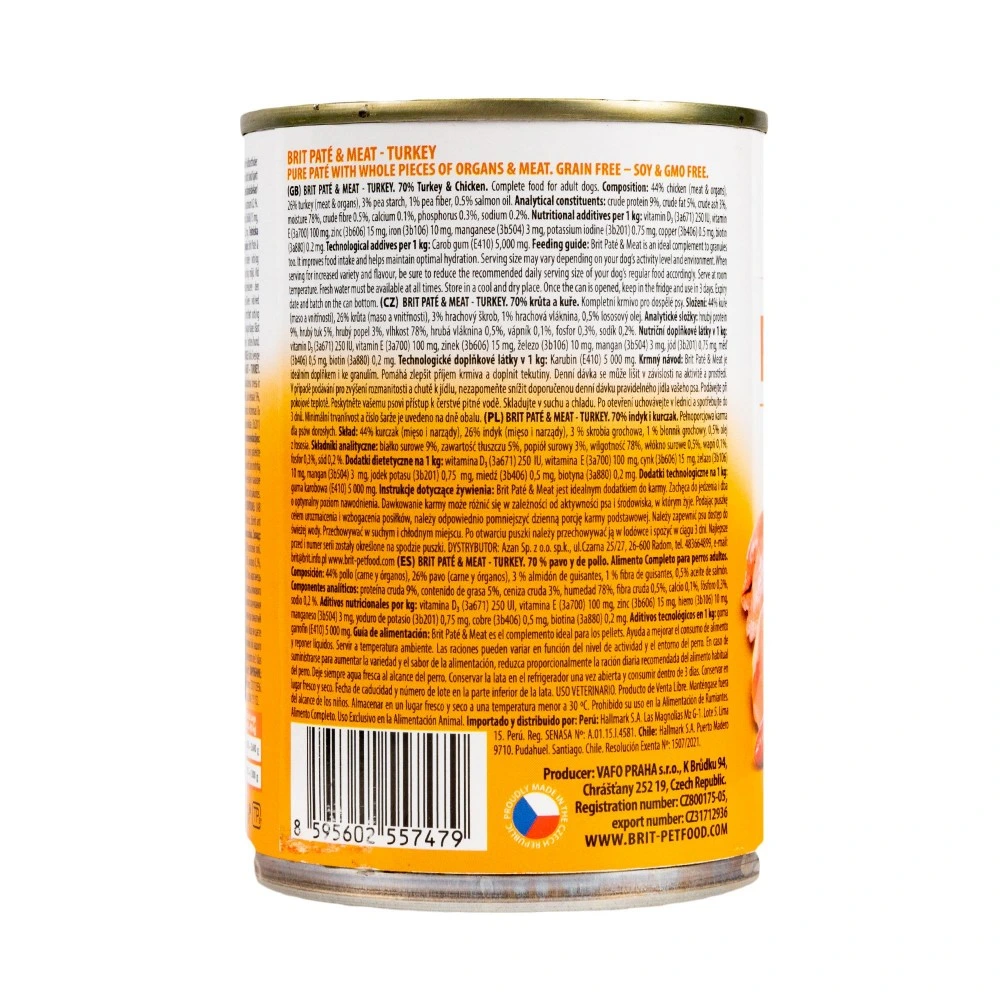 Влажный корм Brit Care Pate and Meat для взрослых собак с индейкой 400 г