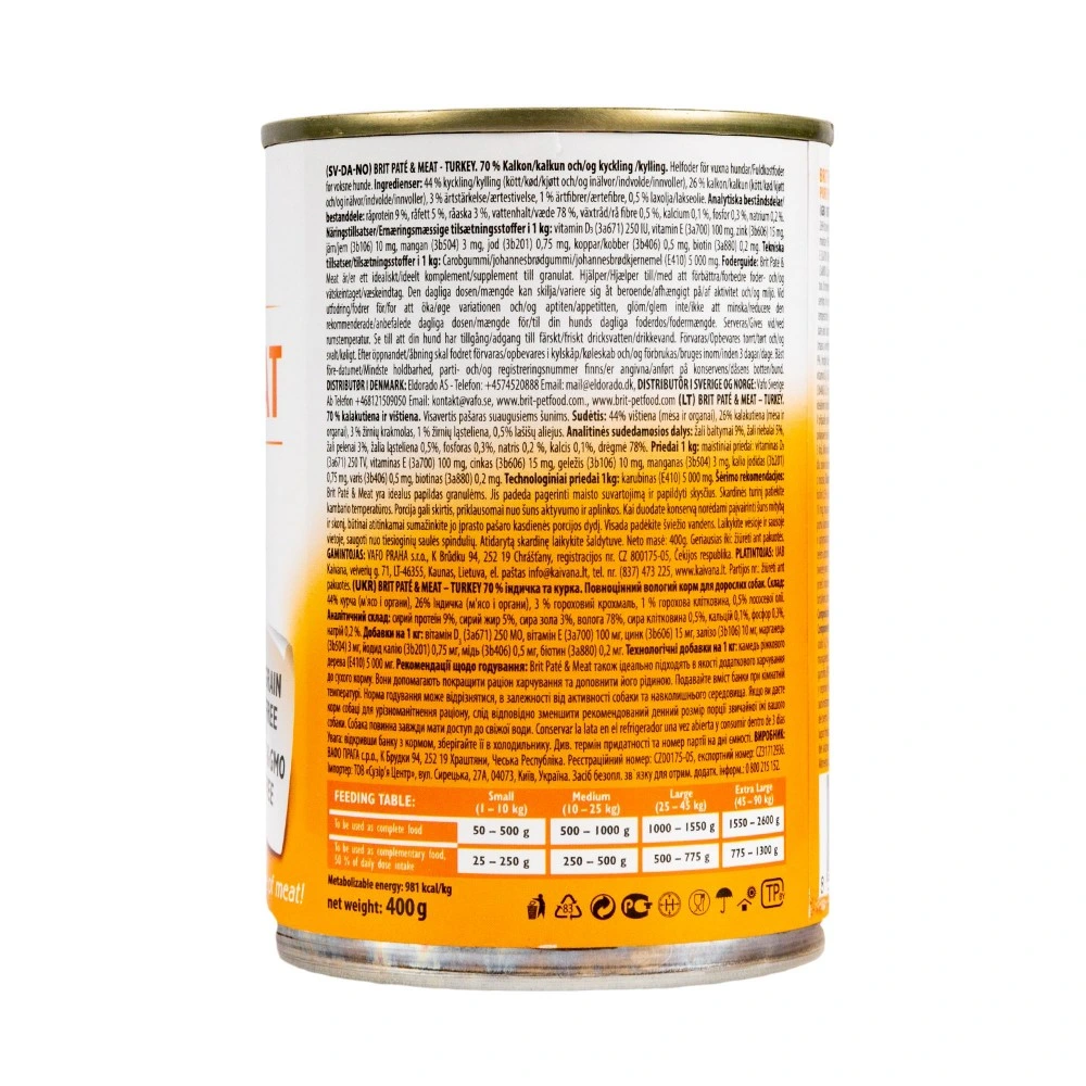 Влажный корм Brit Care Pate and Meat для взрослых собак с индейкой 400 г
