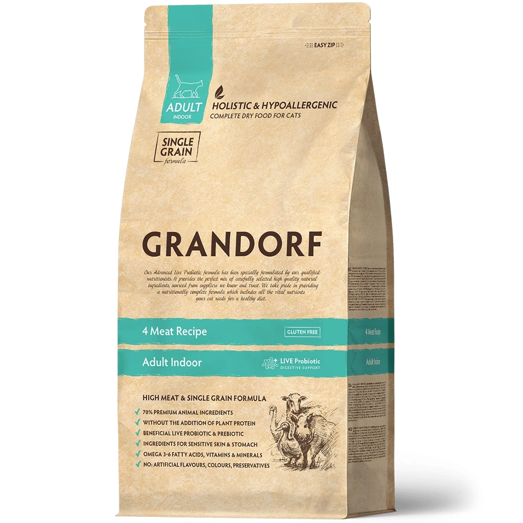 Корм для котів Grandorf Indoor 4 Meat, 2 кг