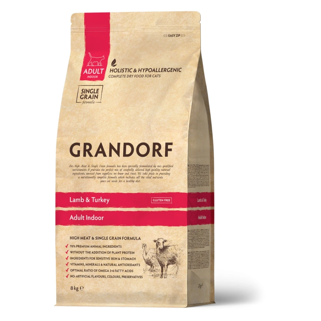 Корм для котів Grandorf Indoor Lamb & Turkey, 8 кг