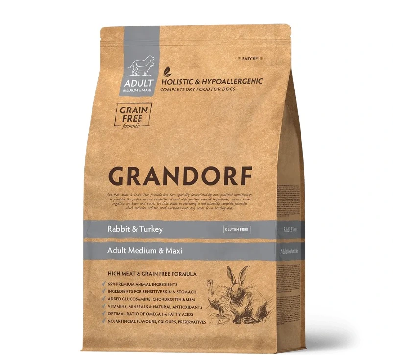 Корм для собак Grandorf Medium & Maxi Rabbit & Turkey, для середніх та великих порід, 1 кг