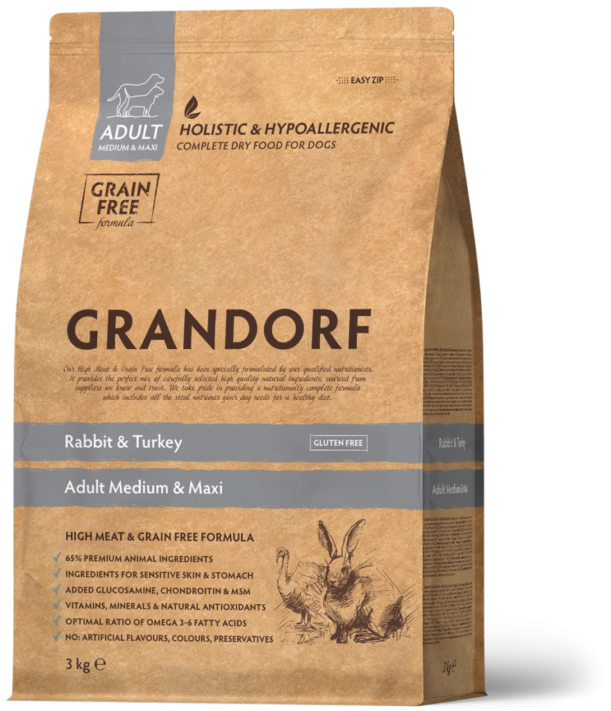 Корм для собак Grandorf Medium & Maxi Rabbit & Turkey, 3 кг