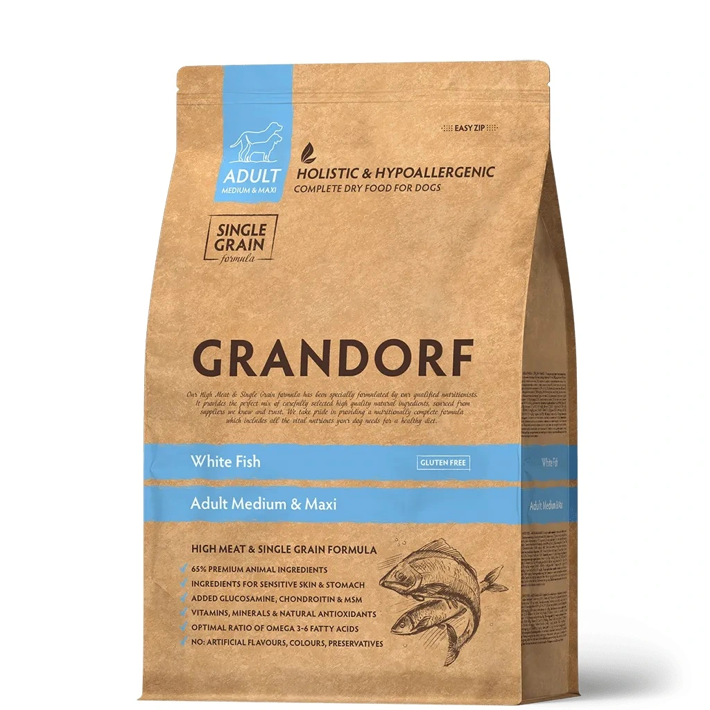 Корм для собак Grandorf Medium & Maxi, Біла риба, 10 кг