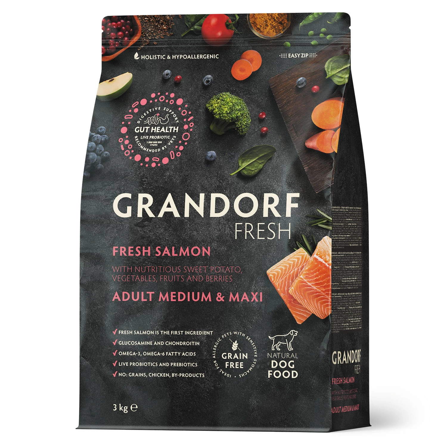 Корм для собак Grandorf Fresh Adult Dog Medium & Maxi, Лосось та батат, 3 кг