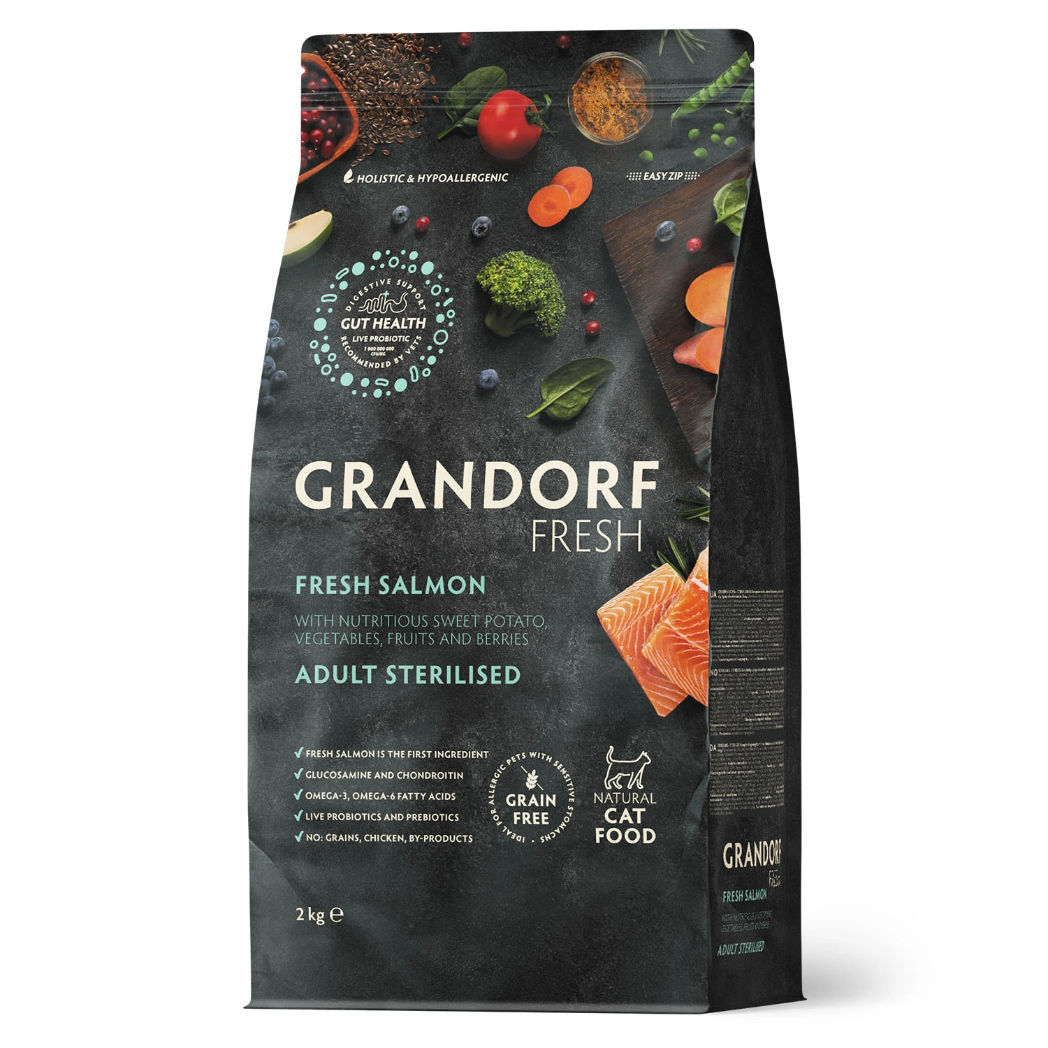 Корм для котів Grandorf Fresh STERIL CAT SALMON & SWEET POTATO, лосось та батат, для стерилізованих, 2 кг