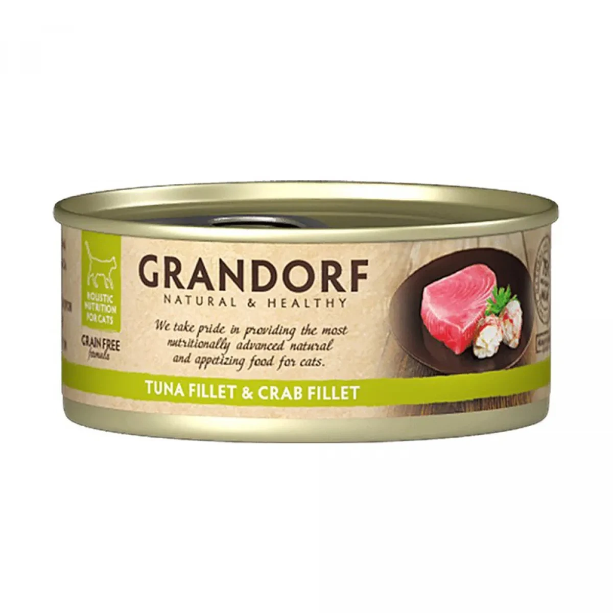 Вологий корм для котів Grandorf Tuna Fillet & Crab Fillet, Філе тунця з м'ясом краба, 70г