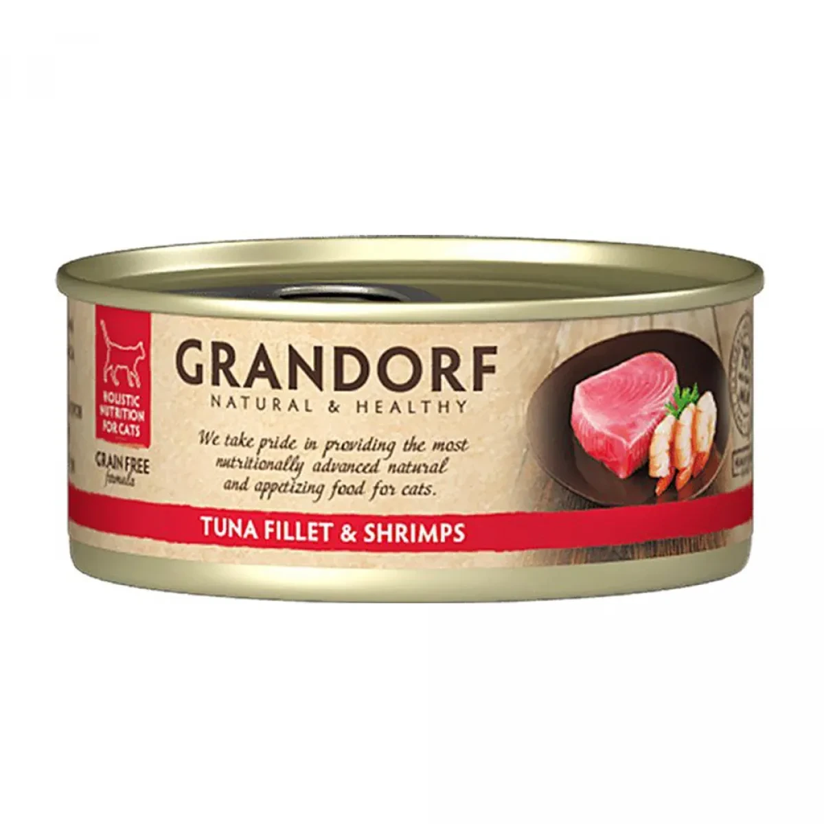 Вологий корм для котів Grandorf Tuna Fillet & Shrimps, 70 г