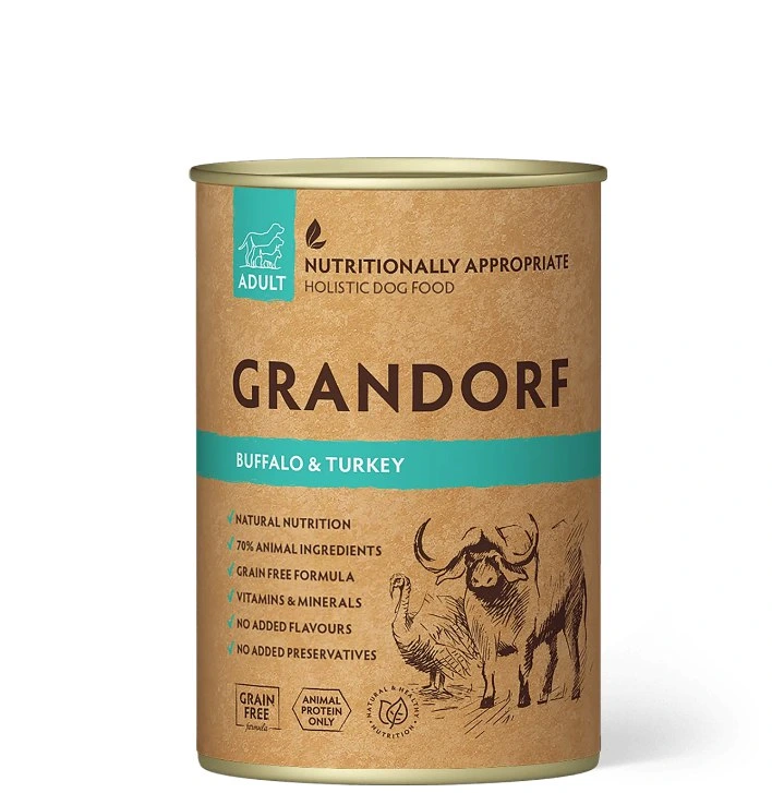 Вологий корм для собак Grandorf Buffalo & Turkey, для дорослих, 400 г
