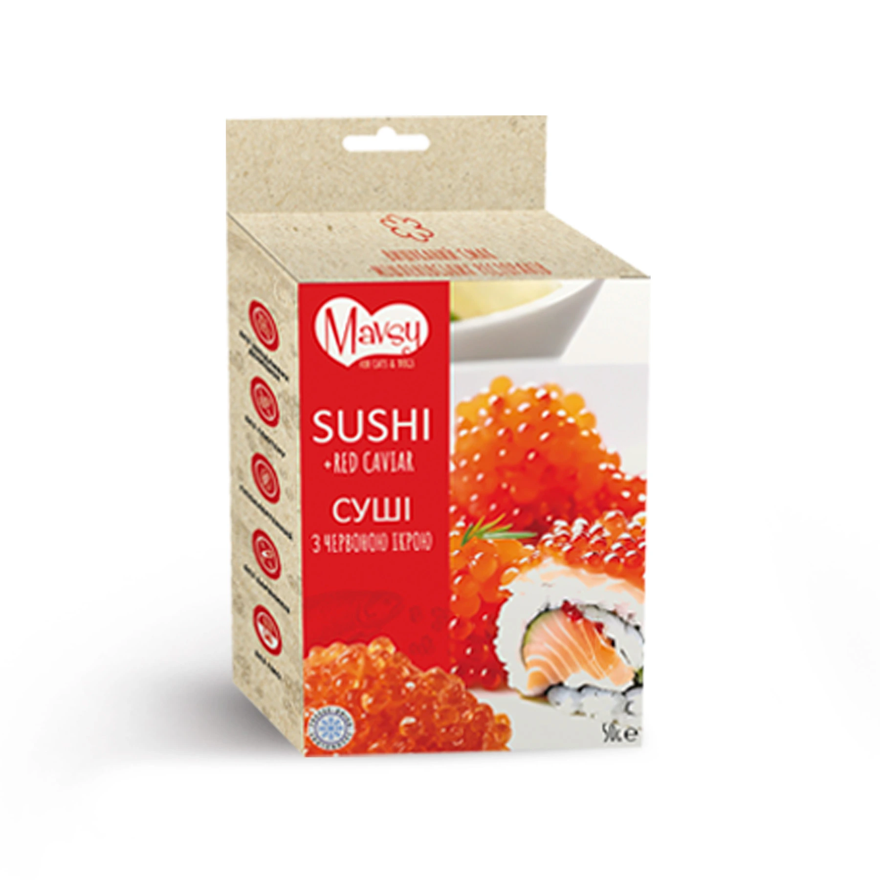 Ласощі для тварин Mavsy FD Salmon rolls +roe, Суші з червоною ікрою, 50г