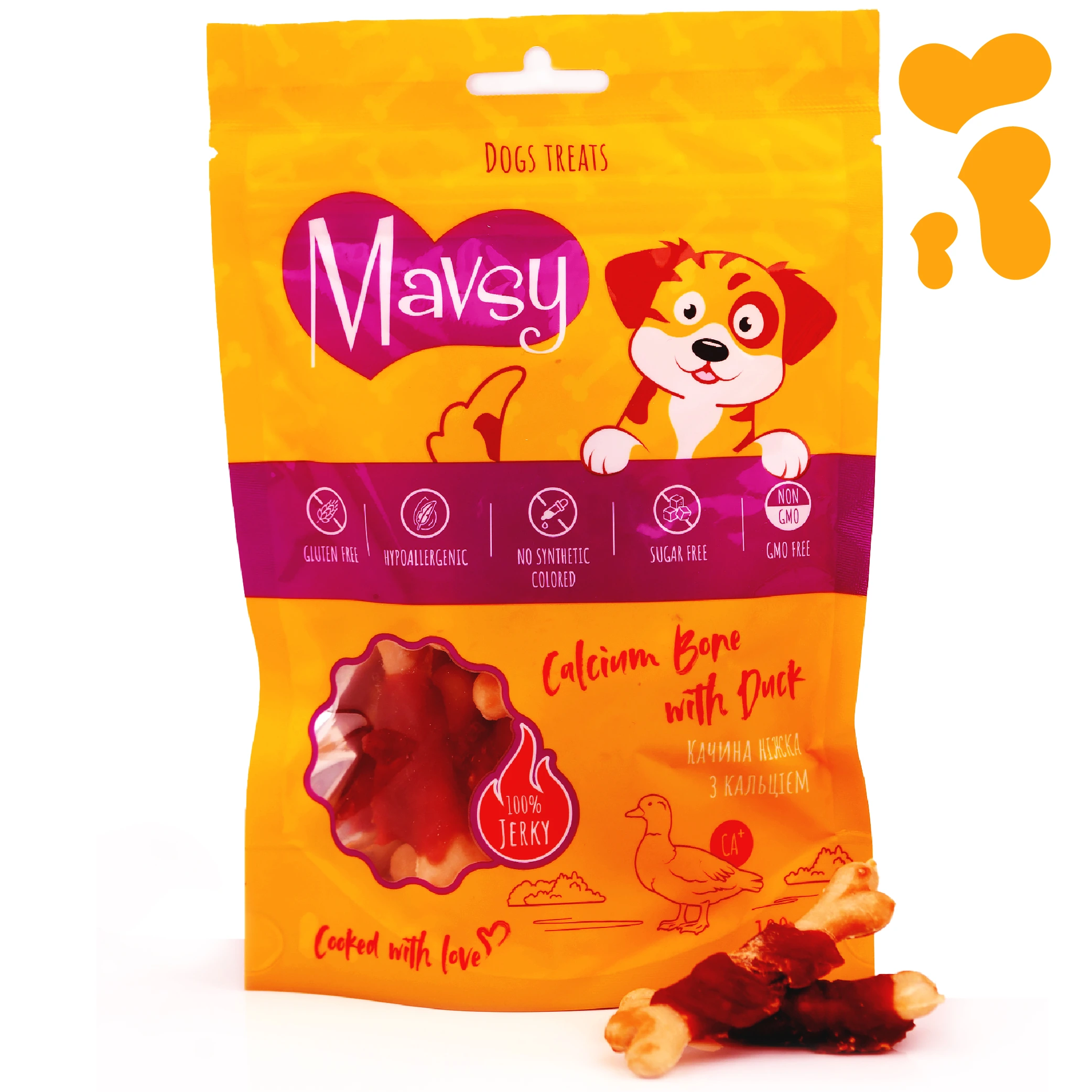 Ласощі для собак Mavsy Calcium Bone with Duck, 100 г
