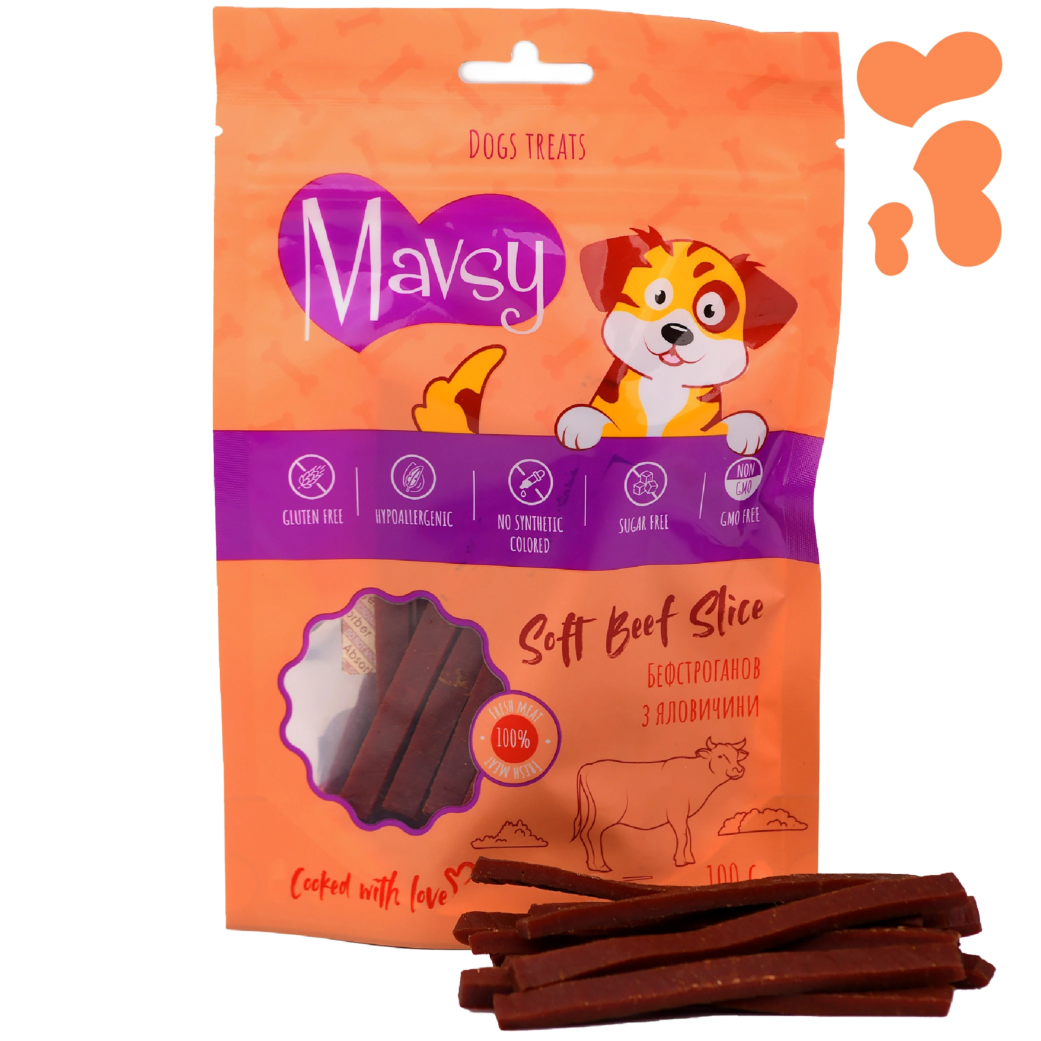 Ласощі для собак Mavsy Soft Beef Slice 100г