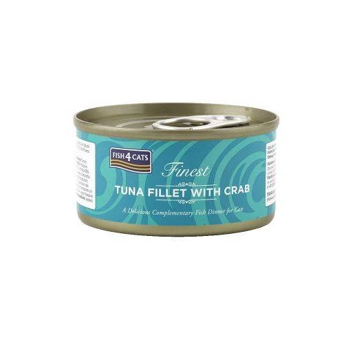 Натуральний вологий корм для котів Fish4Cats Finest Філе тунця з крабом 70 г