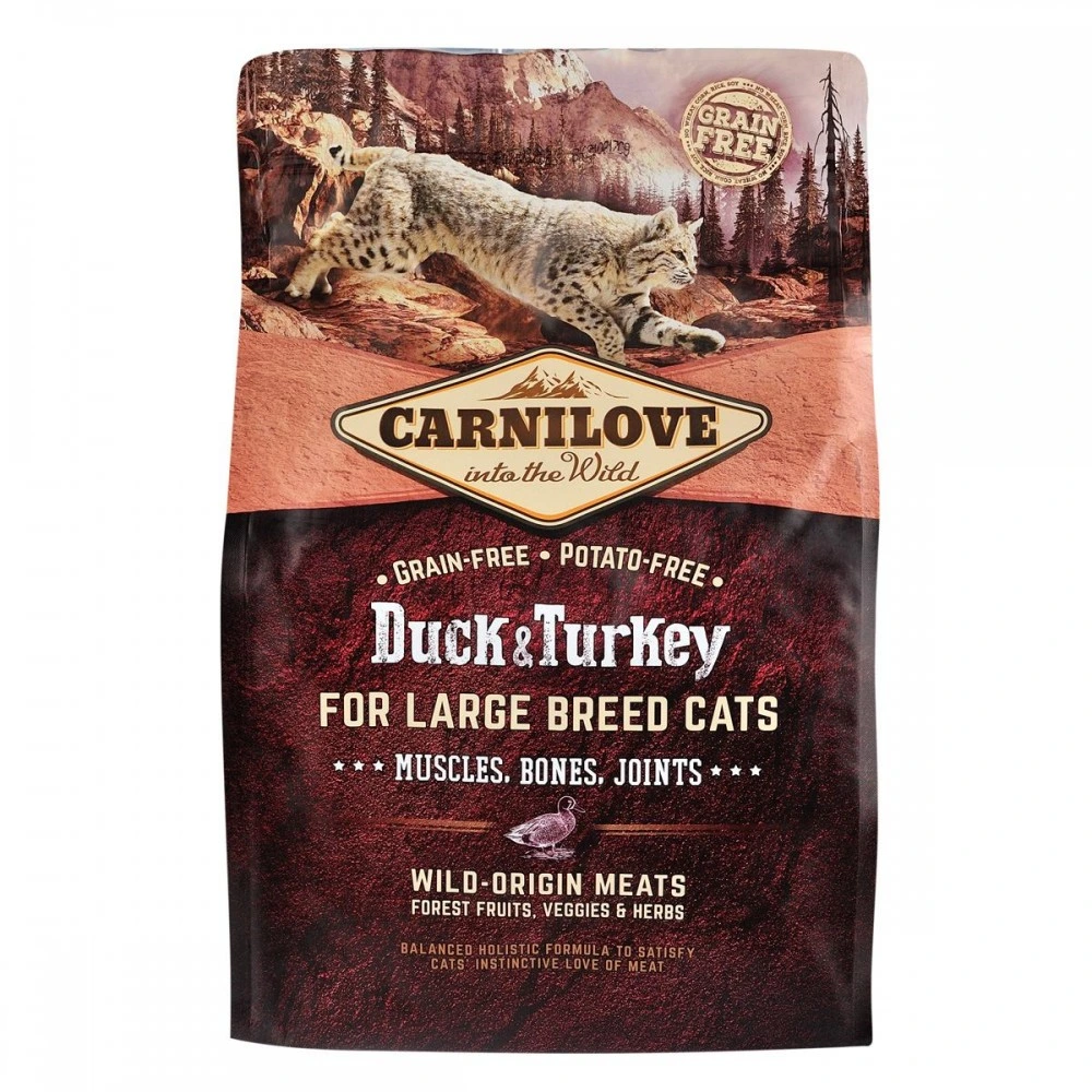 Корм сухий Carnilove Cat Large Breed для дорослих котів великих порід з качкою та індичкою 2 кг