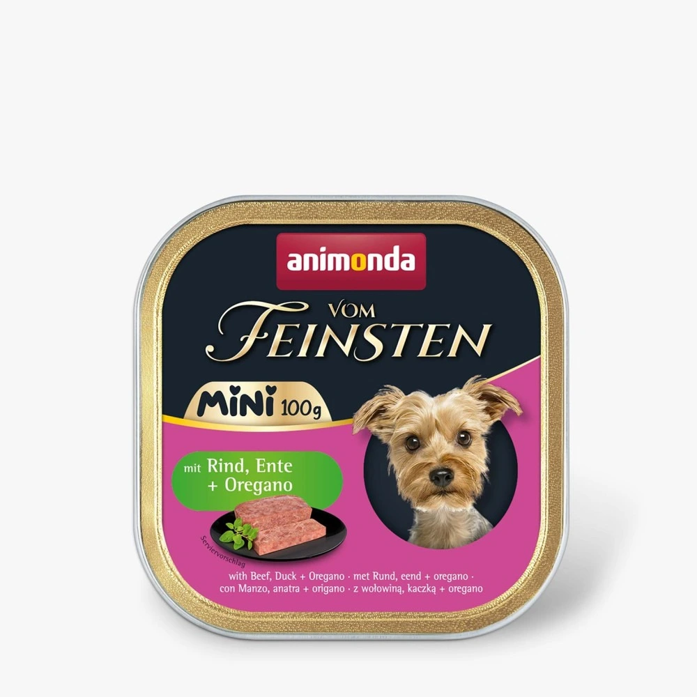 Корм вологий Animonda Vom Feinsten Mini для дорослих собак малих порід з яловичиною, качкою + орегано 100 г