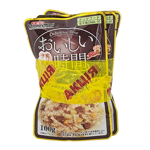 3+1 НАБОР DoggyMan Low Fat Chicken & Beef ДОГГИМЕН КУРИЦА С ГОВЯДИНОЙ в желе влажный корм, консервы для собак, пауч 4х100г