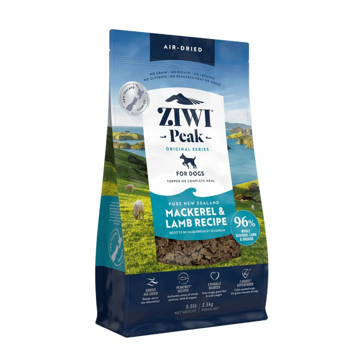 Полнорационный сухой корм для собак Ziwi Peak Air Dried Скумбрия с ягненком 2,5 кг