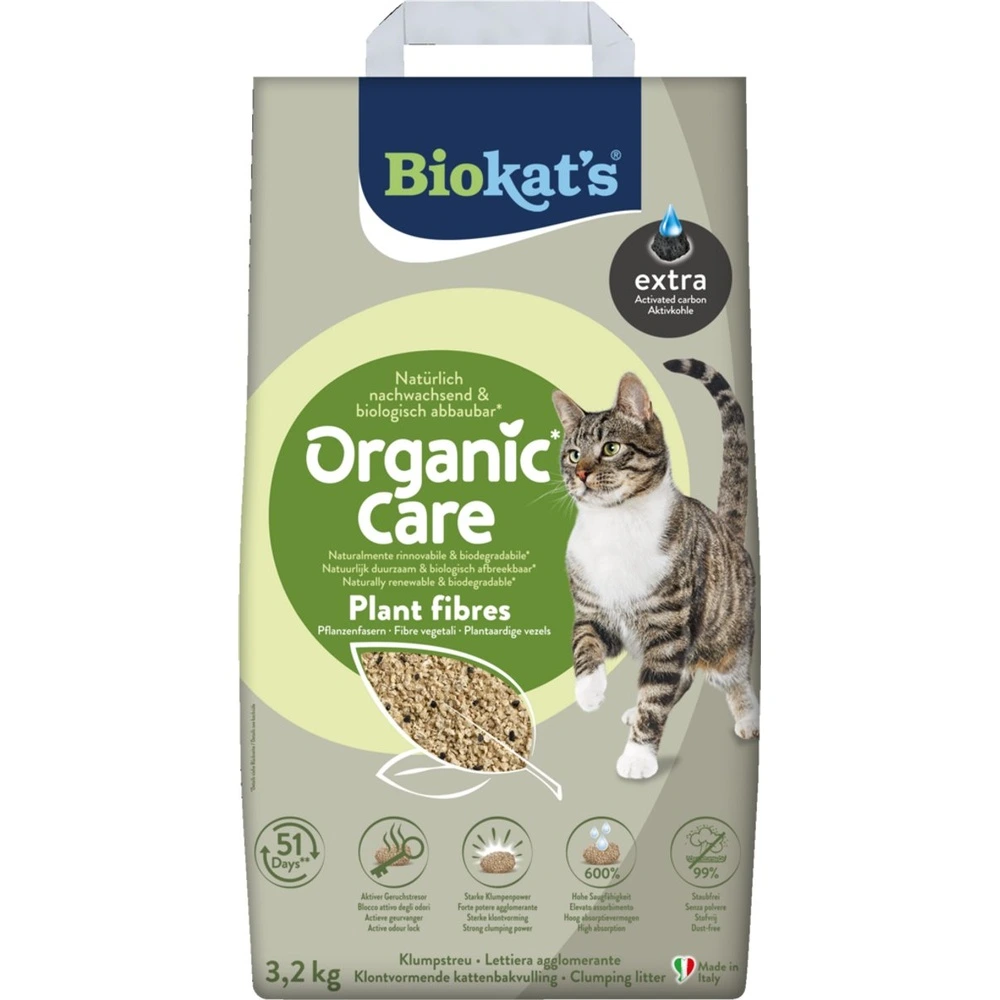 Наповнювач рослинний Biokats для котячого туалету Organic Care Extra 8л/3,2кг