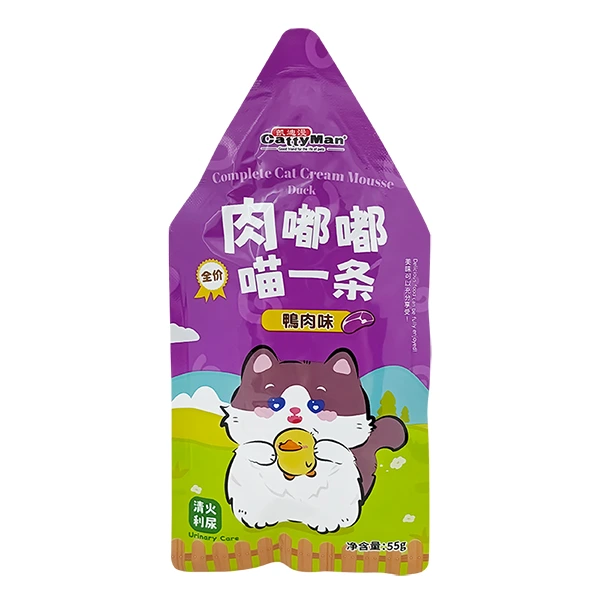 Cattyman Cream Mousse Duck КЕТТІМЕН КАЧКА мус повнораціонний беззерновий вологий корм для котів і кошенят, пауч 55г