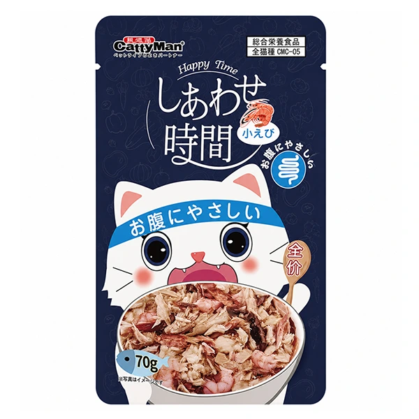 CattyMan Happy Time Digestive Health КЕТТІМЕН ЗДОРОВЕ ТРАВЛЕННЯ беззерновий повнораціонний вологий корм з тунцем і креветками для котів, пауч 70г