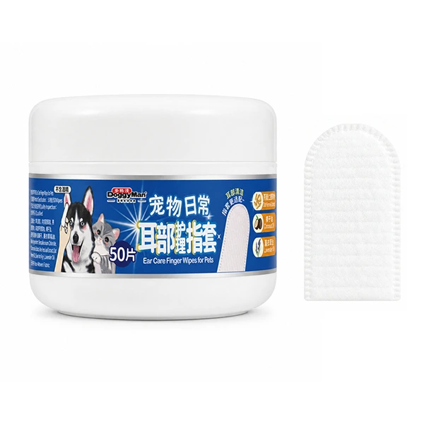 DoggyMan Ear Care Finger Wipes ДОГГІМЕН СЕРВЕТКИ ДЛЯ ВУХ НА ПАЛЕЦЬ вологі для собак і котів, 50од.